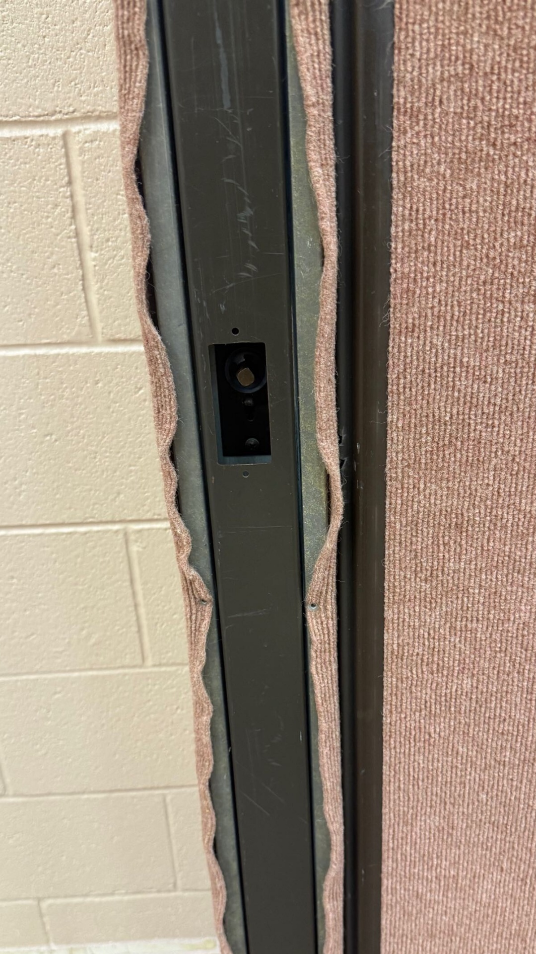 Operable wall edge with fabric unsecured.